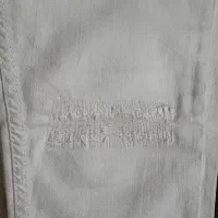 شلوار جین سفید زاپ دار