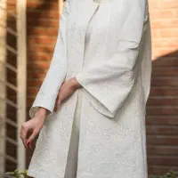 مانتو سفید مجلسی مزون دوز مناسب عقد و محضر و مجلس