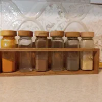جا ادویه مکارتی نو شیشه در چوبی با استند چوبی