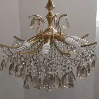 دو عدد لوستر کریستال برگی شامپاینی