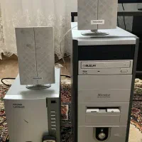 سیستم کامپیوتر کیس و کیبورد و سیستم صوتی و دو باند