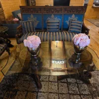 مبلمان کلاسیک منبت بسیار زیبا چوب گردو وراش ۹ نفره