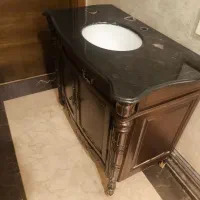 روشویی کامل چوب و سنگ