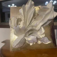 سازه گچبری بزرگ مدرن مدل گلدفیش با زمینه ورق طلا|تابلو، نقاشی، عکس|تهران, آجودانیه|دیوار