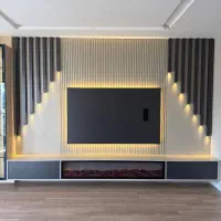 پشت تلویزیونی با نور پردازی|لوستر و چراغ آویز|گنبد کاووس, |دیوار