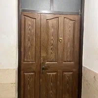درب چوبی دو لنگه با چارچوب ویراق آلات کامل