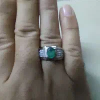 انگشتر نقره نگین زمرد پنجشیر اصل کریستالی