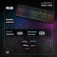 کیبورد گیمینگ لاجی کی مدل K210B،نورپردازی RGB