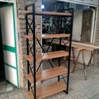 کتابخانه فلزی و چوبی مدل ضربدری|کتابخانه، شلف، قفسه‌های دیواری|مشهد, نوید|دیوار