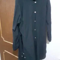 مانتو بالای زانو دکمه دار از بغل|لباس|قم, نخودی|دیوار