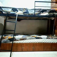 تخت دو طبقه چوبی سالم و شیک مناسب اتاق های کوچک|تخت و سرویس خواب|شاهرود, |دیوار