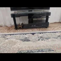 زیر تلویزیونی شیشه‌ای دودی