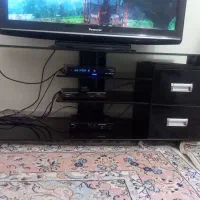 میز تلویزیون چوب و شیشه