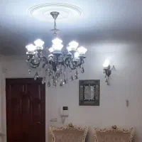 لوستر ۱۲ شعله برنجی و آباژور برنزی و سرامیکی خارجی|لوستر و چراغ آویز|تهران, ستارخان|دیوار