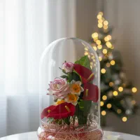 گل مصنوعی جاودانه لوکس در تراریوم شیشهای