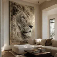 تابلو نقاشی شیر شاهانه