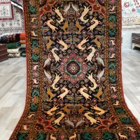 قالیچه تمام کرک بلوچ ریز بافت طرح شکارگاه