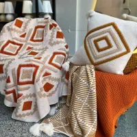 شال مبل کوسن ساده پانچی نخ ترک درجه یک