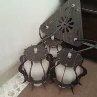 لوستر سه شاخه چوبی