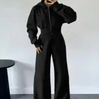 ست هودی کراپ باشلوارش