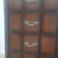 میز تلفن چوبی قهوه ای