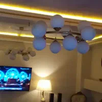 لوستر طلایی حباب دار سفید|لوستر و چراغ آویز|تهران, قلهک|دیوار
