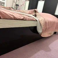 تخت دو نفره MDF سفید مشکی همراه با تشک رویال|تخت و سرویس خواب|محمدیه-قزوین, |دیوار