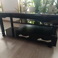 میز تلویزیون شیشه ای و چوبی
