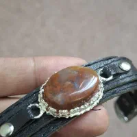 دستبند عقیق شجر پاییزی چرم طبیعی