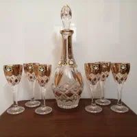 ظروف آنتیک قدیمی کریستال چک بوهمیا گل برجسته تنگ