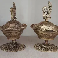 قندان برنز اصل قدیمی تزئینی دکوری|صنایع دستی و سایر لوازم تزئینی|قم, بنیاد|دیوار