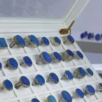 انگشتر های مردانه عقیق آبی کاربنی با رکاب