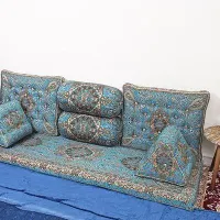 ست شاه نشین آبی فیروزه ای پشتی سنتی