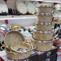 قابلمه طرح سنگ ماربل دو روگرانیت 7 و 14 پارچه|ظروف پخت‌وپز|قم, علی آباد سعدگان|دیوار