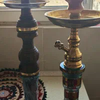 قلیان برنجی و چوبی