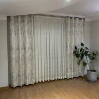 پرده پذیرایی با آستر و چوب پرده