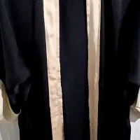 مانتو حریر شکلاتی سوخته با نوار طلایی