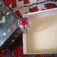 دو عدد انگشتر نقره دستساز مهردار یاقوت و موزانایت