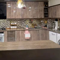کابینت های گلاس با هود و سینک استیل و شیرالات