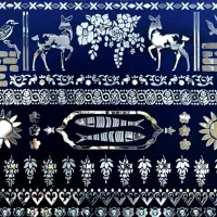 تابلو تکسچر این کاری باغ بهشت رنگ زمینه آبی پرشین