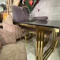 میز غذا خوری پایه فلز فورتیک ۶ نفره رنگ طلایی|میز و صندلی غذاخوری|آمل, |دیوار