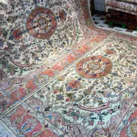 فرش دستباف جفت ۹ متری کاشمر گل ابریشم کرم دستبافت|فرش|تهران, مولوی|دیوار