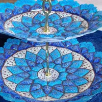 شیرینی خوری دو طبقه مس و مینا