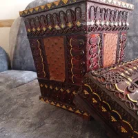 سطل و جا دستمال کاغذی چرم شتر مرغ|صنایع دستی و سایر لوازم تزئینی|کاشان, زیدی|دیوار