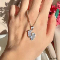 گردنبند نقره مدل جواهری دو پا آب طلا کد 0412