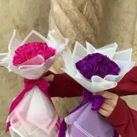 دسته گل روبانی،مخملی،تزیین سفارشی،تک شاخه مصنوعی