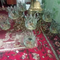 لوستر برنزی پنج شاخه و10لامپ سنگین