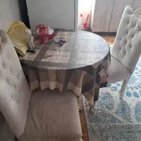 میز غذاخورری چوبی شیشه ای ۴ نفره