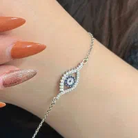 دستبند جواهر تمام نقره مدل چشم نظر کادو ولنتاین