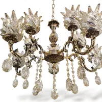 لوستر۵شاخه ۱۰ شعله تمام برنز